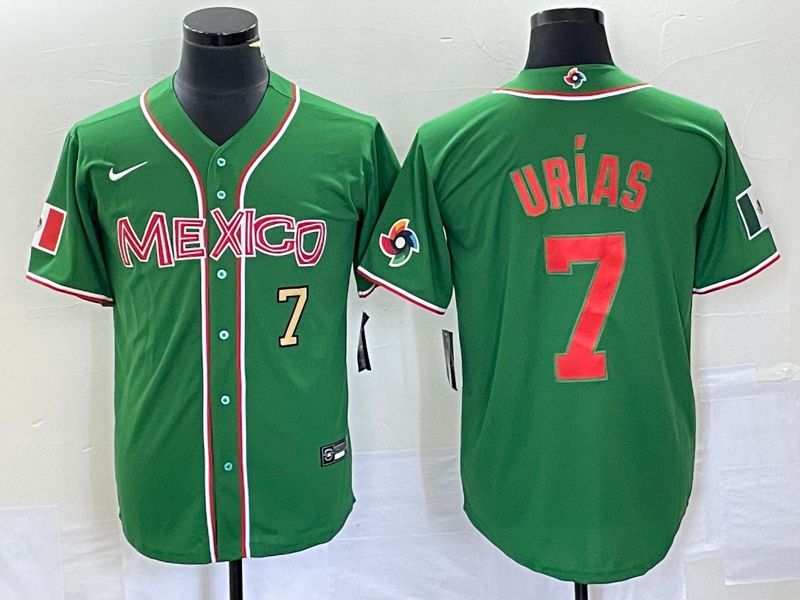 Men 2023 World Cub Mexico #7 Urias Green orange Nike MLB Jersey1